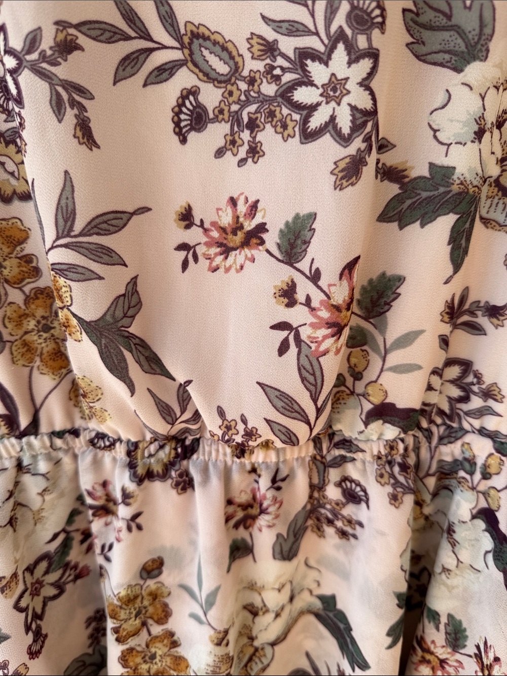 Torrid Womens Blouse Size 2 Cream Neutral Floral Peplum Short Sleeve Top - Picture 6 of 8